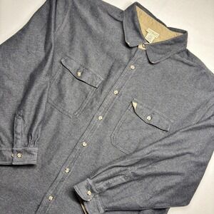 LL Bean Mens XL Regular Gray Herringbone Cotton Flannel Button Down Shirt 0DGG4